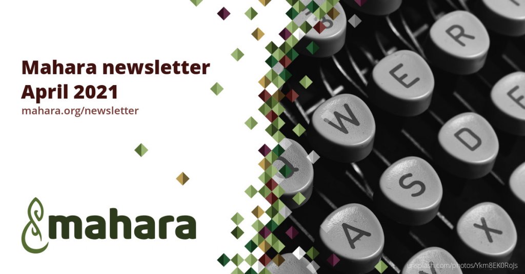 April 2021 newsletter promo image with typewriter detail